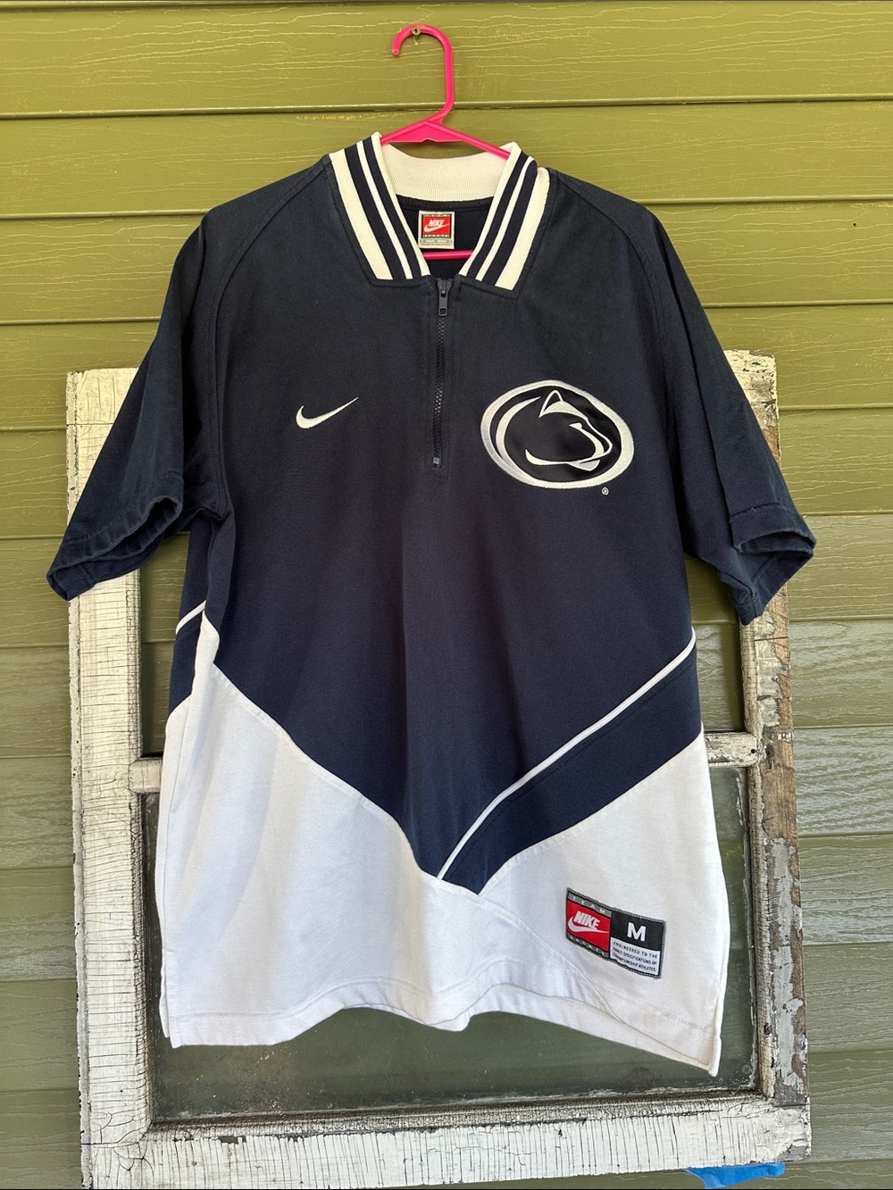 Vintage 90’s Nike Navy and White Penn State Short Sleeve Pullover Jersey
